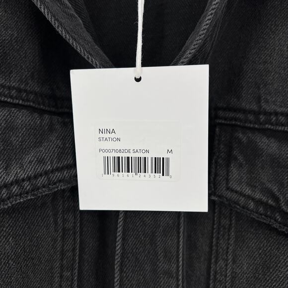 PISTOLA Nina Dress Womens Medium Washed Black Denim Long Sleeve Mini Short NEW - Picture 11 of 16